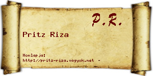 Pritz Riza névjegykártya